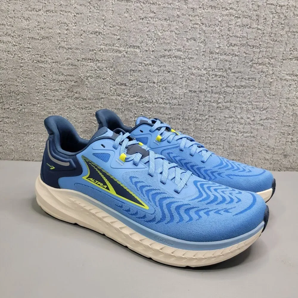 Altra Torin 7 Mens Size US 10.5 Blue White Wavy Low Top Lace Up Running Shoes